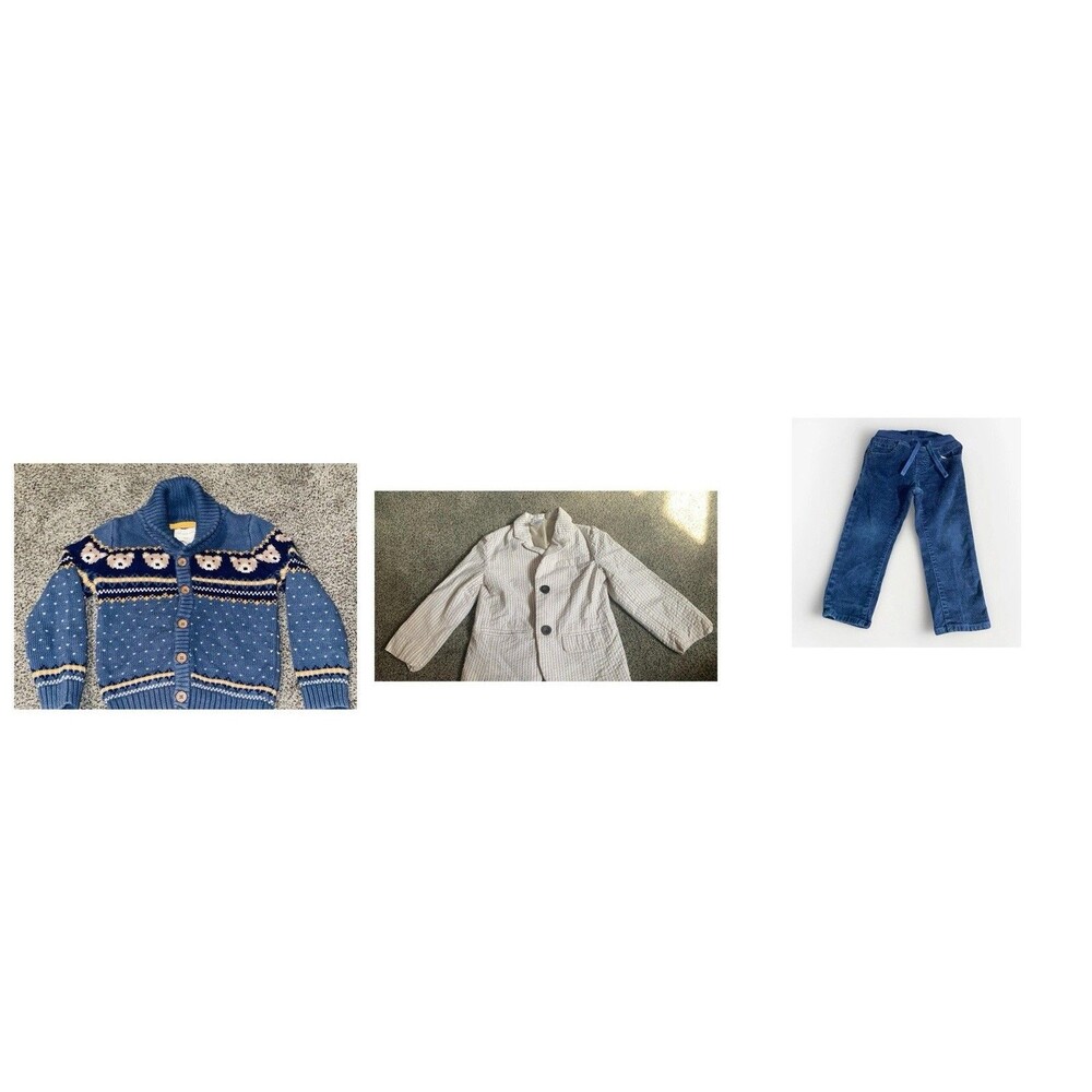 Lot 3 Boys Rorie Whelan Bear Cardigan 3T Gymboree Blazer 2T-3T babyGap Cords EUC